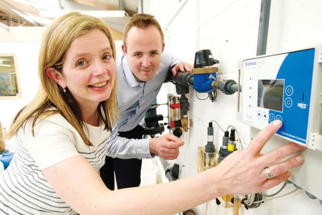 Siobhan Jordan of Interface and Alistair Cameron of Scotmas at the Scotmas works in Kelso. Picture: Ian Rutherford
