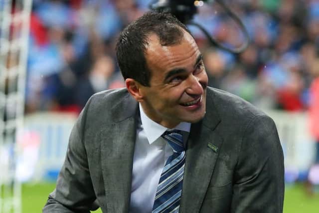 Manager Roberto Martinez  celebrates Wigan's victory over Manchester City in the 2013 FA Cup final at Wembley. Picture:  Alex Livesey/Getty Images