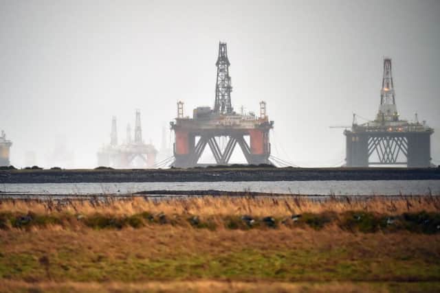 Oil rigs stacking up in the Cromarty Firth, Invergordon, as crisis for industry grips. Picture: Getty Images