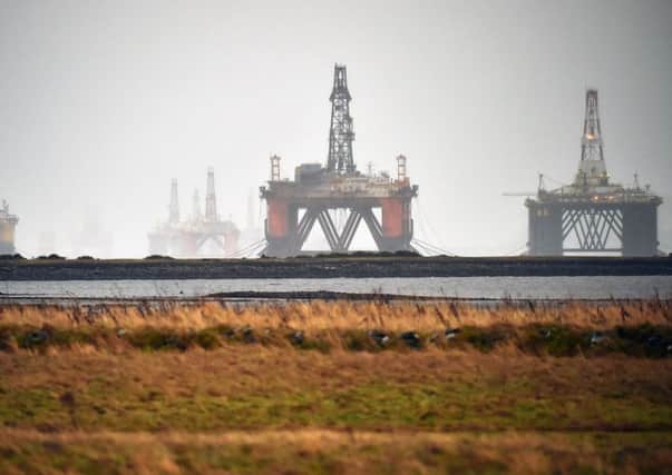 Oil rigs stacking up in the Cromarty Firth, Invergordon, as crisis for industry grips. Picture: Getty Images