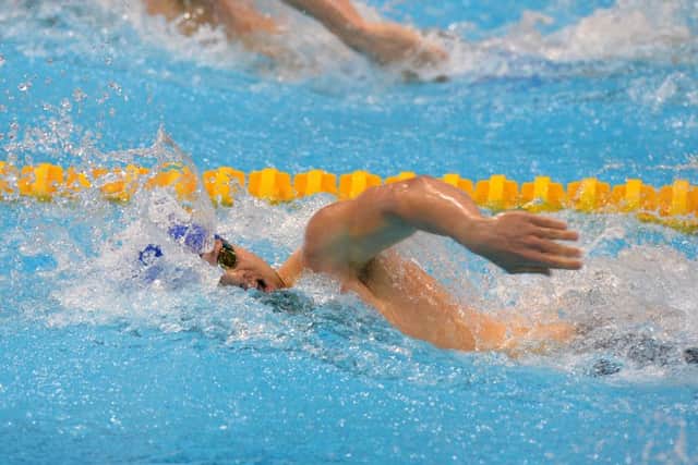 Great Britain's James Guy on his way to a bronze medal in the men's 200m freestyle at the European Aquatics Championships at the London Aquatics Centre. Picture: Tony Marshall/PA Wire