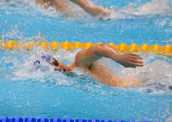 Great Britain's James Guy on his way to a bronze medal in the men's 200m freestyle at the European Aquatics Championships at the London Aquatics Centre. Picture: Tony Marshall/PA Wire