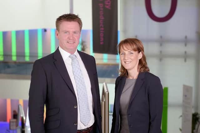 EICC boss Marshall Dallas with SFA's Sarah Fleming. Picture: Jane Barlow