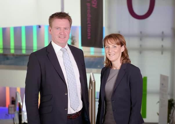 EICC boss Marshall Dallas with SFA's Sarah Fleming. Picture: Jane Barlow