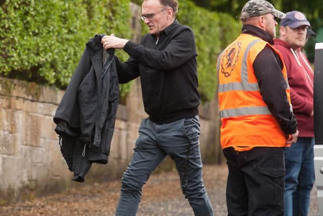 Trainspotting 2 director Danny Boyle makes his way on set. Picture: John Devlin/TSPL