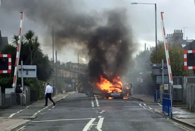 Vauxhall Zafira on fire in south west London in November last year. Picture: PA