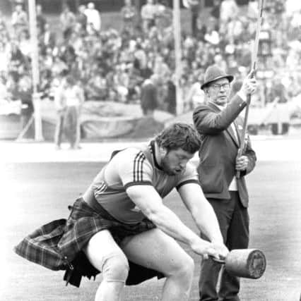 Iceland's shot put champion Hreinn Halldorsson in the Highland Games, held at Meadowbank stadium, Edinburgh, in August 1977.