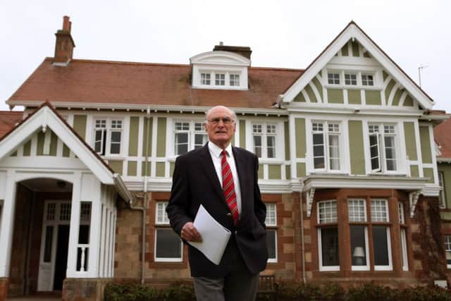 Club captain Henry Fairweather in front of  the clubhouse as he makes an announcement on behalf of The Honourable Company of Edinburgh Golfers on the outcome of a membership ballot on the admission of women as members. Picture: Andrew Milligan/PA Wire