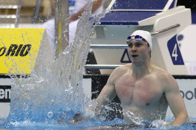 Stirling's Ross MurdochÂ splashes the water in celebration after winning the gold medal in the men's 200m breaststroke final at the European Swimming Championships. Picture: Frank Augstein/AP