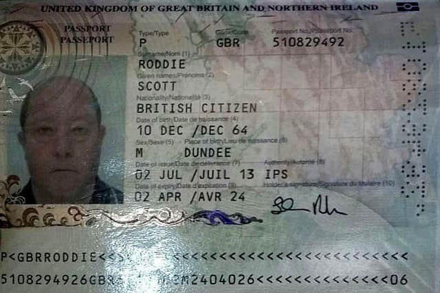 The passport of Scott Roddie, 52, a UK citizen whose body is being held in the morgue of an Indonesian Hospital. (thejakartapost.com/Fadli)