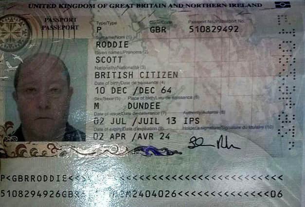 The passport of Scott Roddie, 52, a UK citizen whose body is being held in the morgue of an Indonesian Hospital. (thejakartapost.com/Fadli)