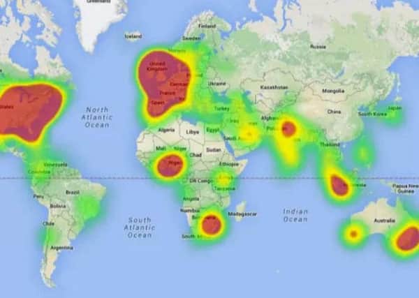 Twitter map shows supporters of Muirfield's ban on women in green, with those opposed in red. Picture: Kenny Murray