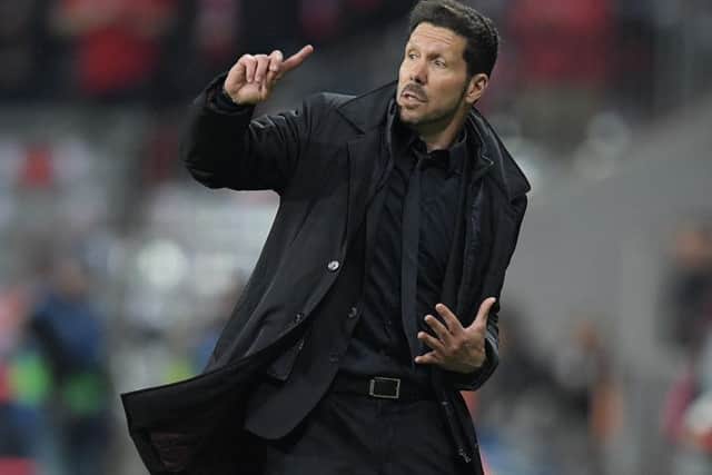 Atletico's flamboyant head coach Diego Simeone is ready to take on city rivals Real in Milan.  Picture: Matthias Hangst/Bongarts/Getty Images