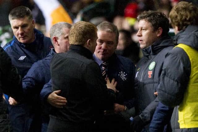 The clash between Ally McCoist and Neil Lennon in March 2011. Picture: SNS