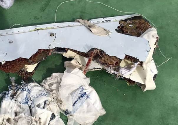 This picture posted today on the official Facebook page of the Egyptian Armed Forces shows part of the wreckage from EgyptAir flight 804. Picture: Egyptian Armed Forces