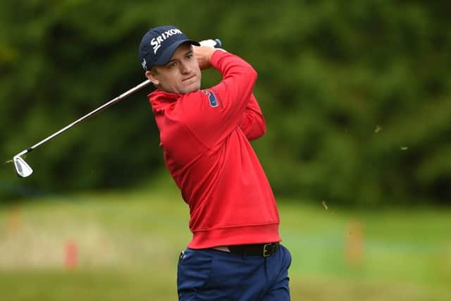 Russell Knox hits his second shot on the 17th hole at the Irish Open. Picture: Ross Kinnaird/Getty Images