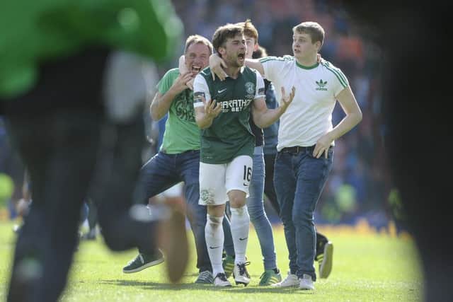 Lewis Stevenson has become the first player to win both the League Cup and the Scottish Cup with Hibs.
Picture: Neil Hanna