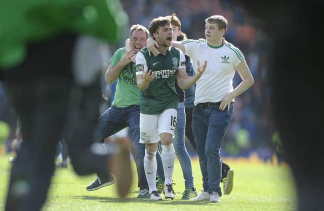 Lewis Stevenson has become the first player to win both the League Cup and the Scottish Cup with Hibs.

 Picture: Neil Hanna