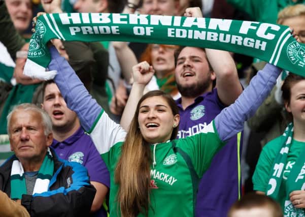Hibs fans celebrate the surreal feeling of winning the Scottish Cup. Picture: Robert Perry
