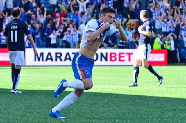 Kilmarnock's Greg Kiltie celebrates his second of the match to put his side 3-0 up. Picture: SNS