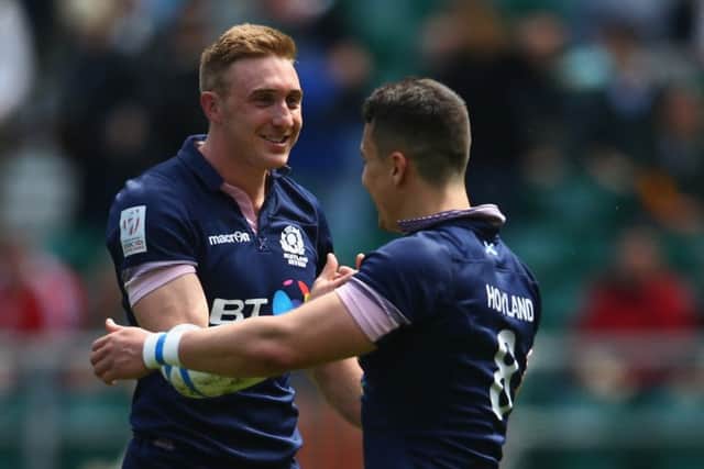 Dougie Fife and Damien Hoyland of Scotland celebrate victory. Picture: Getty