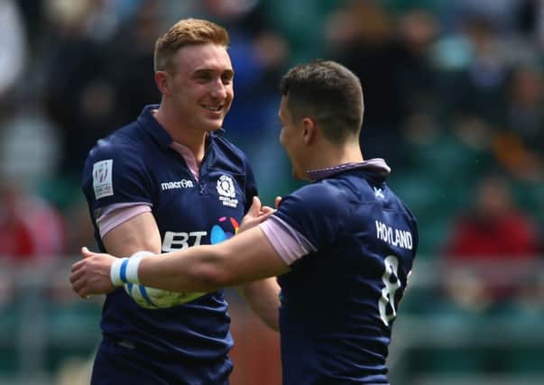 Dougie Fife and Damien Hoyland of Scotland celebrate victory. Picture: Getty