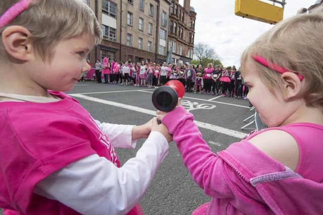 Best friends Evie Gilroy and Ava Campbell start Race for Life Glasgow. Picture: Contributed