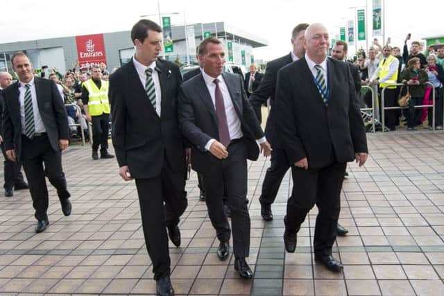 Hundreds of fans travelled to the ground to see Rodgers' arrival. Picture: SNS