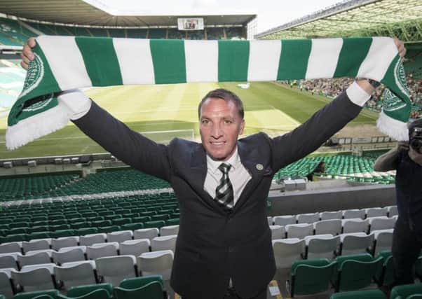 Celtic unveil new manager Brendan Rodgers at Celtic Park. Picture: Getty