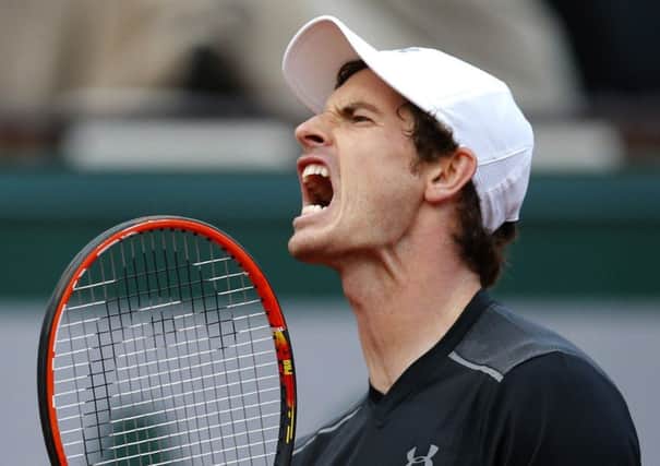 Andy Murray celebrates winning a crucial point against Radek Stepanek. Picture: AP.