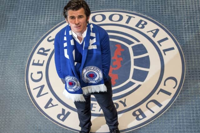 Rangers' newest signing Joey Barton is unveiled to the press at Murray Park. Picture: SNS