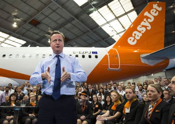 David Cameron delivers a speech to easyJet employees in Luton. Picture: PA