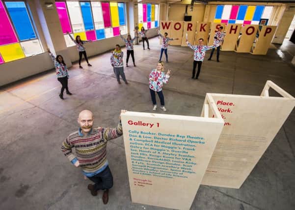 Sion Parkinson, producer of Dundee Design Festival, with some of the volunteers before the event opens on Thursday. Picture: Alan Richardson