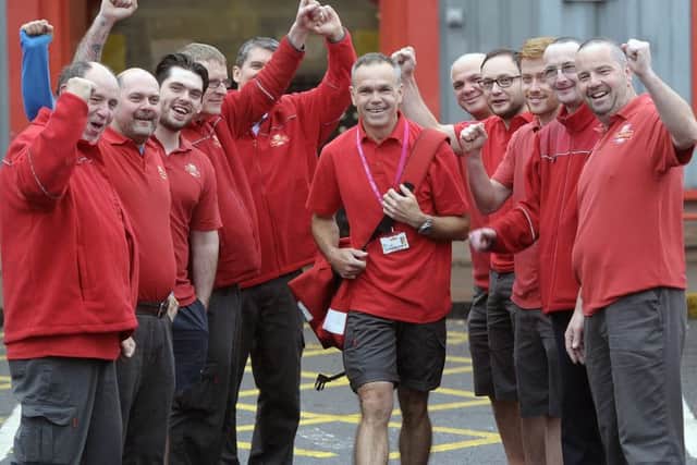Postie Mark Penfold sets off on his charity walk to mark 500 years of the Royal Mail postal services and raise cash for the Lily Foundation. Picture: Neil Hanna