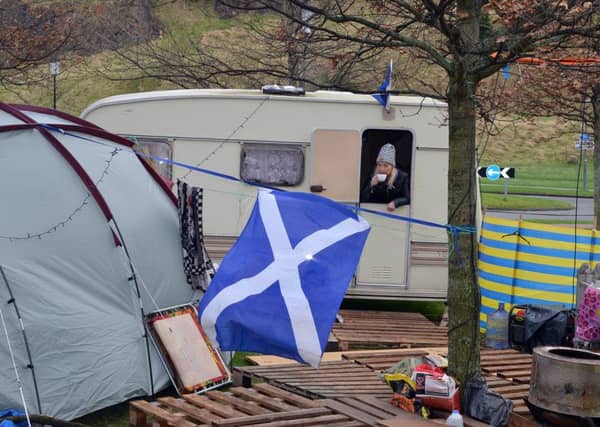 The camp outside the parliament. Pic: Jon Savage