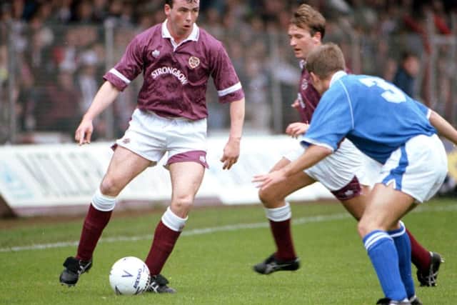 Playing for his boyhood heroes Hearts back in 1992. Picture: Jeff Mitchell