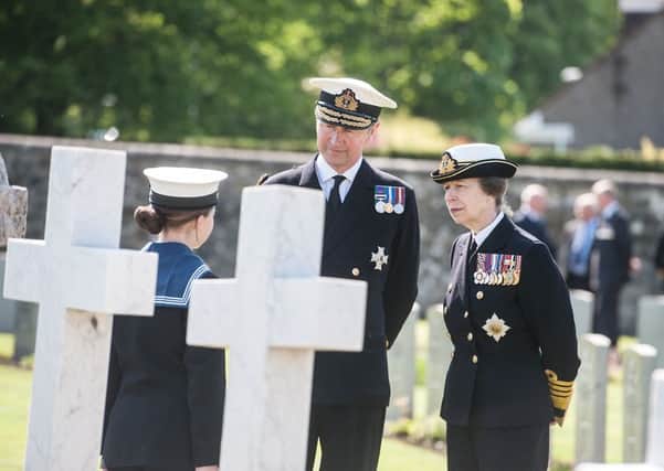 A Service of Commemoration takes place in South Queensferry Commonwealth War Graves Commission Cemetery where 40 casualties from the battle are commemorated or buried. The ceremony is attended byThe Princess Royal and Vice-Admiral Sir Tim Laurence. Picture: John Devlin