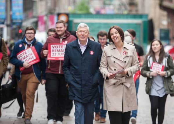 Kezia Dugdale and Alan Johnson campaign for Labour In for Britain in Glasgow. Picture: John Devlin