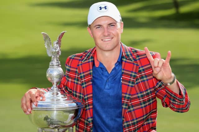 Jordan Spieth celebrates his victory in the Dean & Deluca Invitational in Fort Worth. Picture: Getty Images