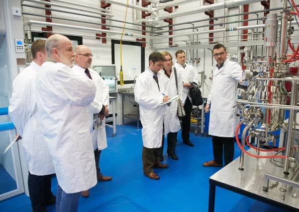 IBioIC technical director Ian Archer demonstrates equipment at FlexBio. Picture: Contributed