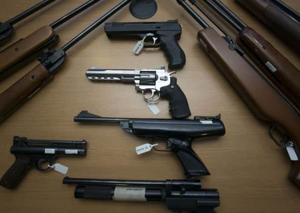 While airguns cannot be sold to anyone under the age of 18, they are startling sights when on display anywhere. Picture: Andrew O'Brien