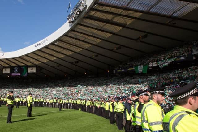 The police line during the Hibs-Rangers Scottish Cup Final. Picture Robert Perry