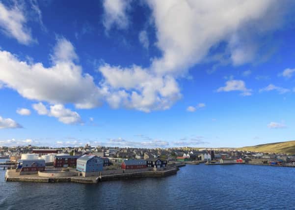 Lerwick town centre in Shetland under blue sky. Picture: istock