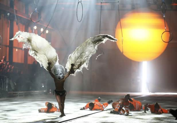 Artists perform during a spectacular show to mark the opening of the Gotthard Base Tunnel in Switzerland. Picture: AP