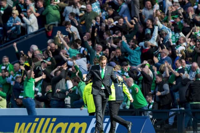Did Alan Stubbs think that life at Hibs was not going to get any better than their Scottish Cup win at Hampden? Picture: Craig Foy/SNS
