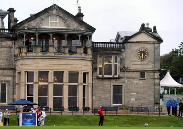Paul Lawrie hits the first tee shot of the 2010 Open at St Andrews. Picture: Getty.