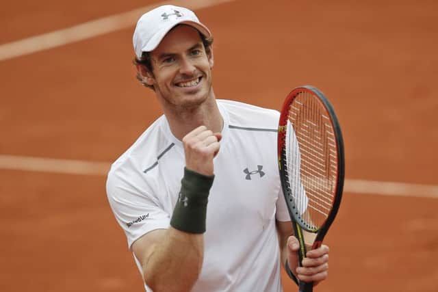 Andy Murray celebrates winning his quarter final match against France's Richard Gasquet. Picture: AP