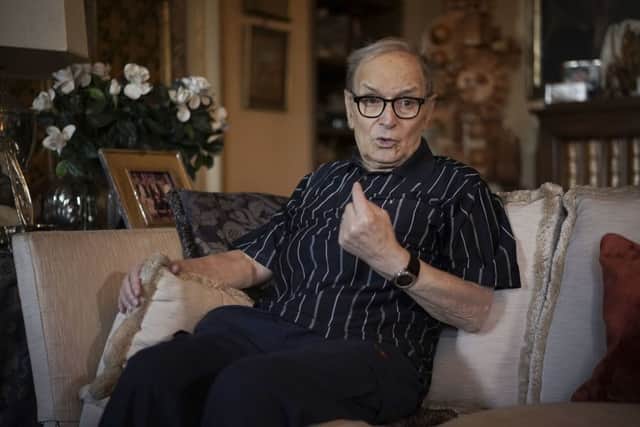 Three-time best sound-track Oscar winner Ennio Morricone answers questions during an interview with The Associated Press, in Rome, Tuesday, May 31, 2016. Picture: AP