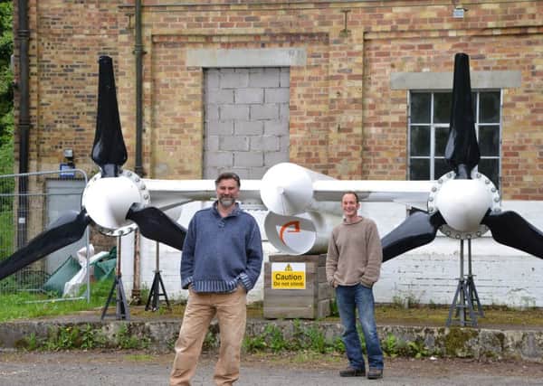 David Anderson and Charlie Silverton with the Capricorn Turbine prototype. Photograph: Jon Savage