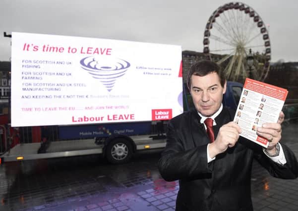 Former MP Nigel Griffiths launches the Labour Leave campaign outside Edinburgh's National Gallery. Picture: Greg Macvean